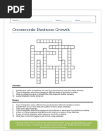 Crosswords: Business Growth: Name: - Class: - Date