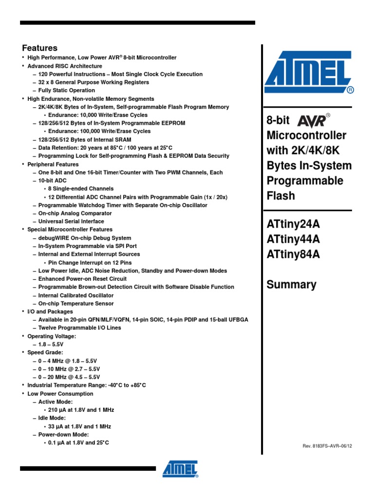 8-Bit Microcontroller With 2K/4K/8K Bytes In-System Programmable Flash ...