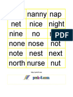 Nail Nanny Nap Net Nice Night Nine No Nod None Nose Not Note Nest Next North Nurse Nut
