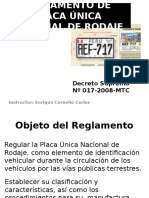 Reglamento de Placa Única Nacional de Rodaje