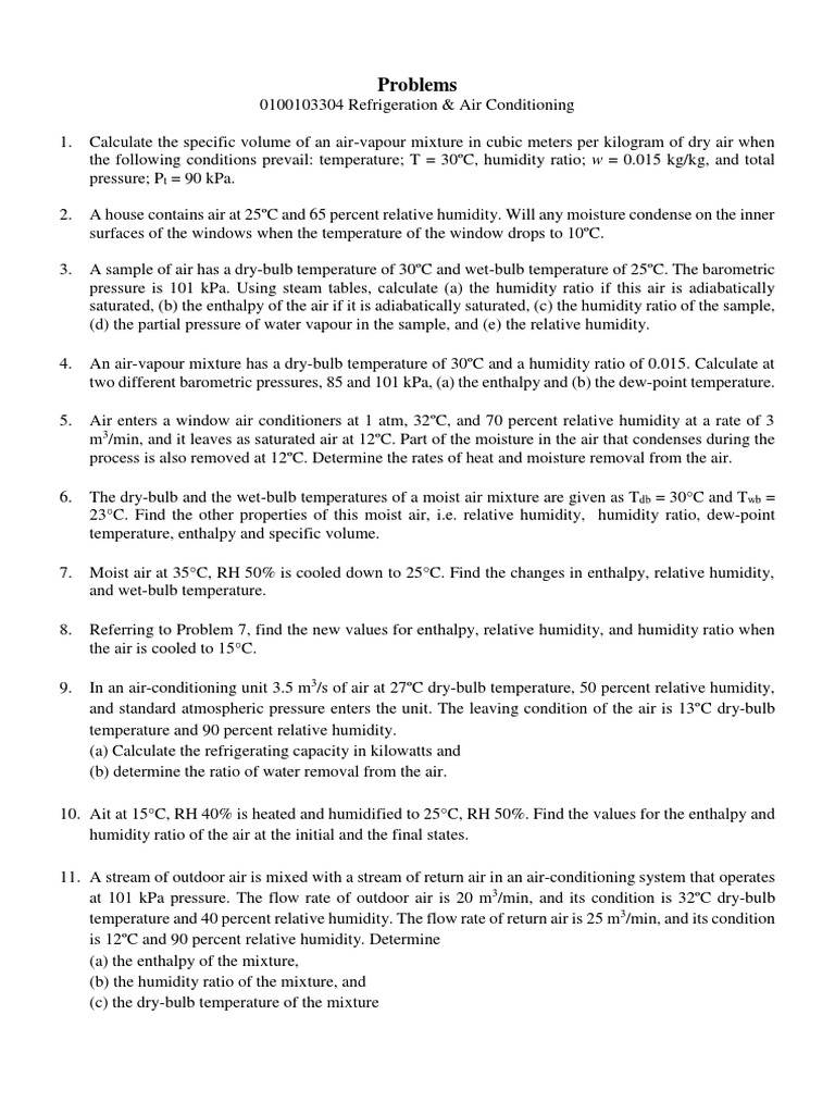 Air Conditioning & Humidity Calculations | PDF | Humidity | Relative ...