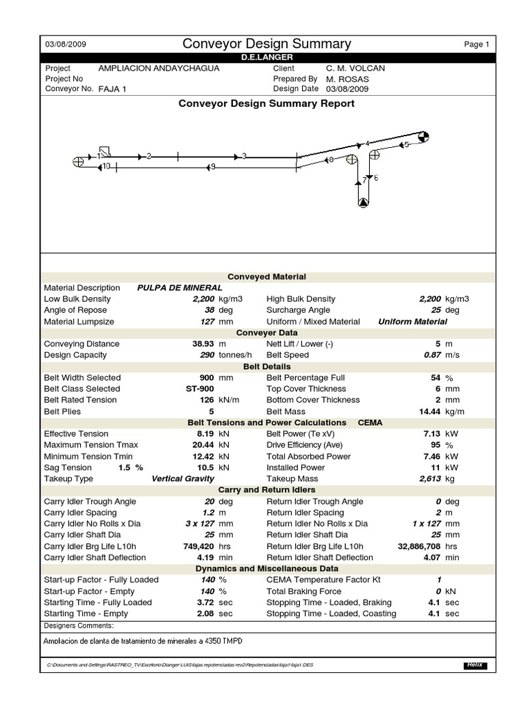 Conveyor Design Summary Report | PDF | Belt (Mechanical) | Mechanical ...