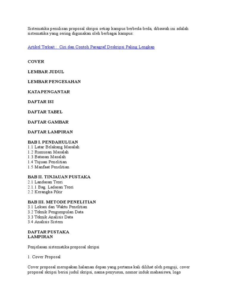 Sistematika Penulisan Proposal Skripsi Setiap Kampus Berbeda