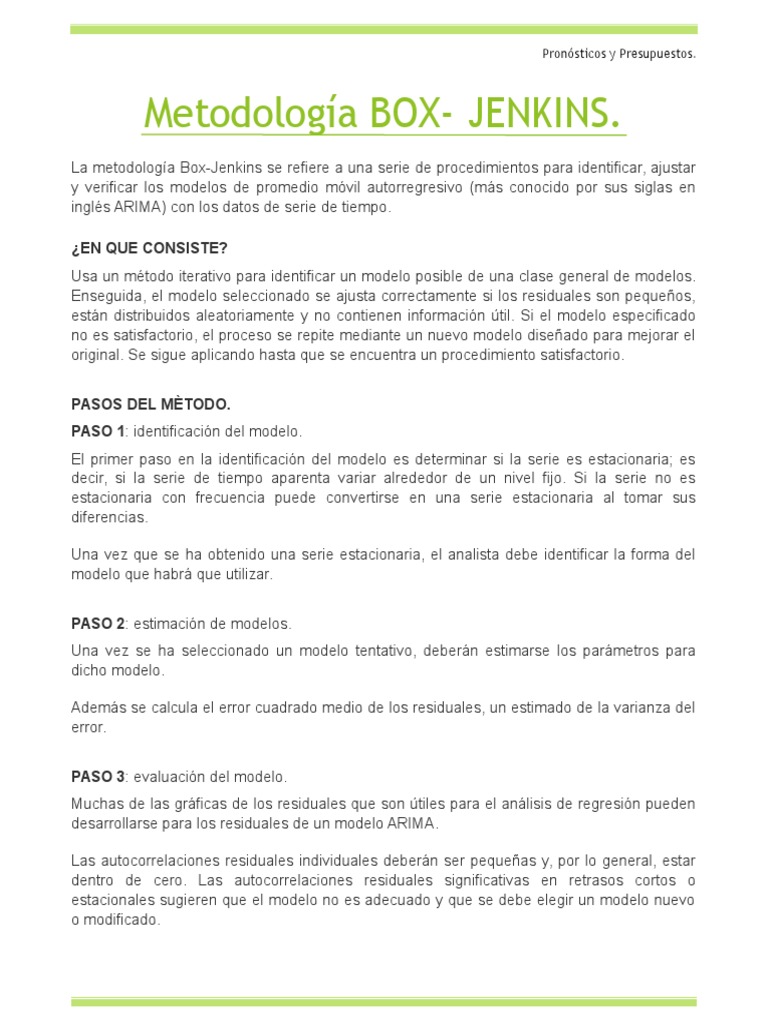 Metodología Box Jenkins PDF Modelo autorregresivo Áreas de