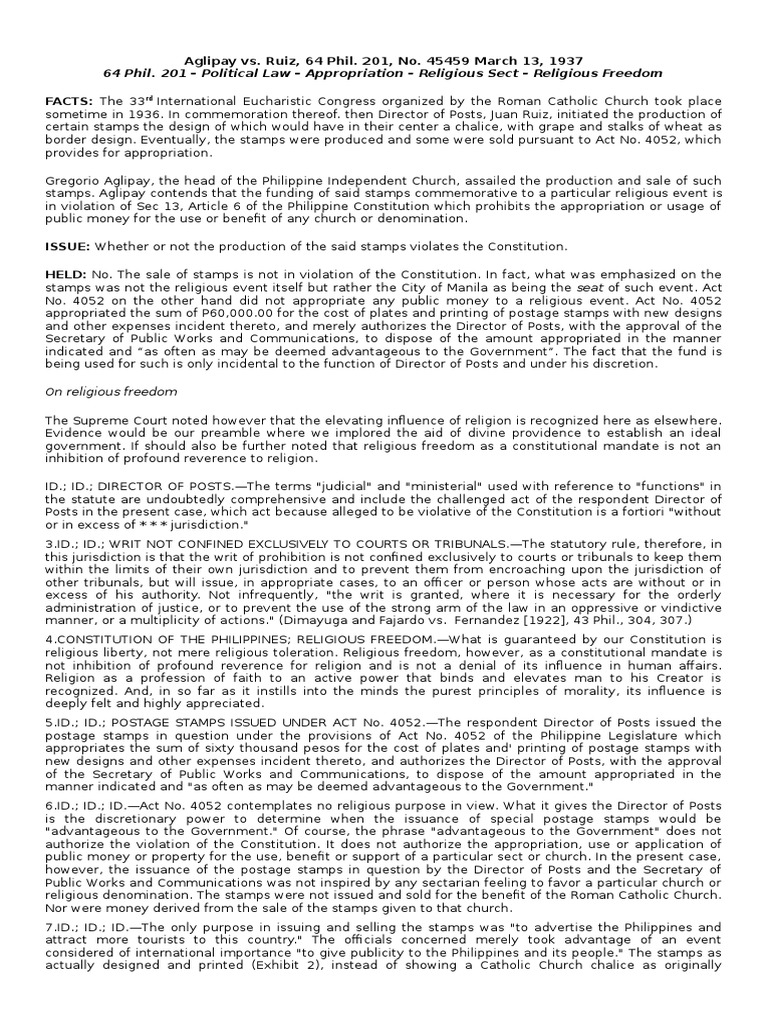 Aglipay vs ruiz essay 04 picture