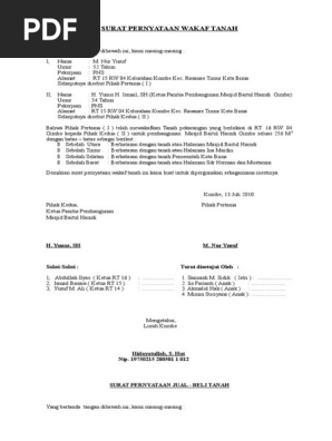 Surat Pernyataan Wakaf Tanah Pdf