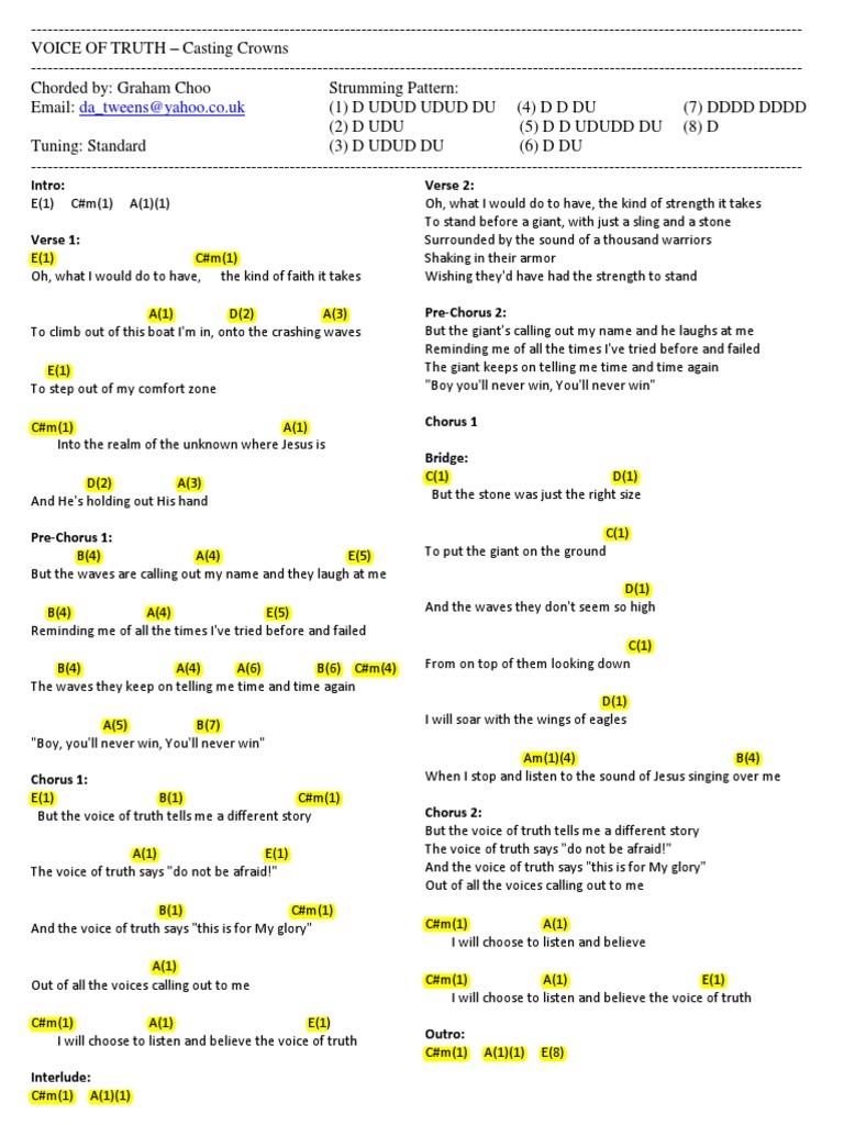Voice of Truth Lyrics and Chords PDF Song Structure Songs