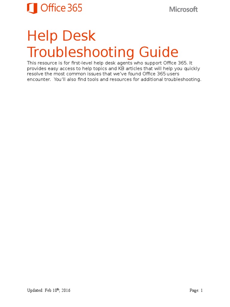 Office 365 Troubleshooting Guide  PDF  Office 365  Microsoft Outlook