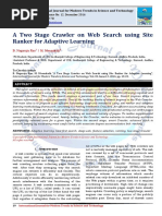 A Two Stage Crawler On Web Search Using Site Ranker For Adaptive Learning