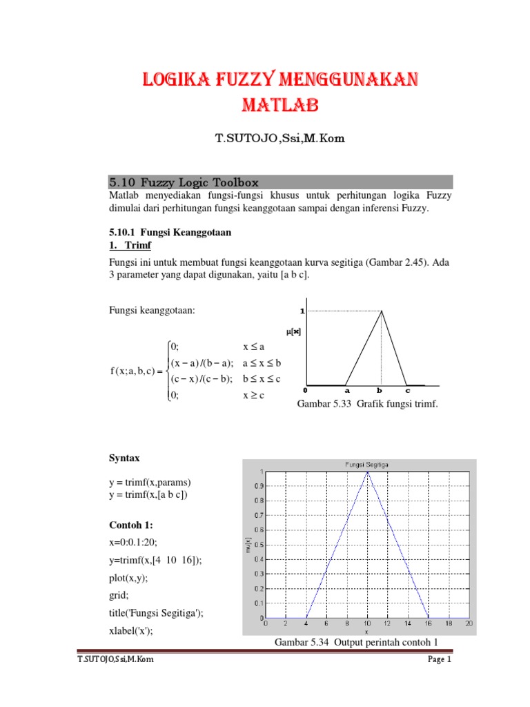 Fungsi Keanggotaan Fuzzy di MATLAB | PDF