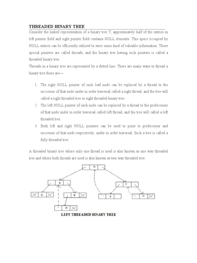 Threaded Binary Tree PDF | PDF | Computer Data | Theoretical Computer ...