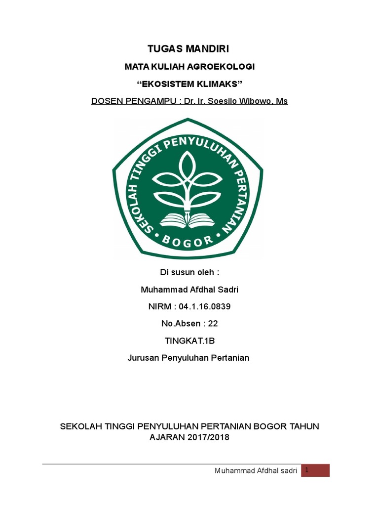 Tugas Mandiri Ekosistem Klimaks