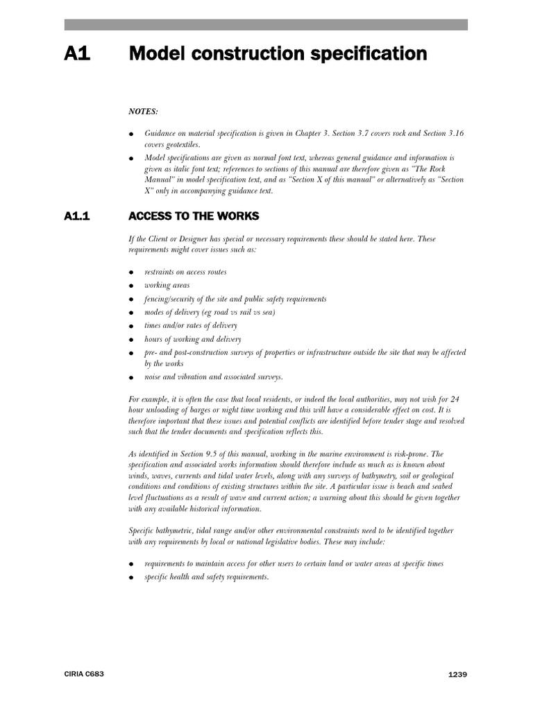 Model Construction Specification for Armourstone | PDF | Road | General ...