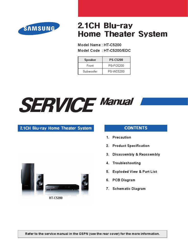 39227921-Samsung-HT-C5200-2-1CH-Blu-Ray-Home-Theater-System.pdf |  Electrical Connector | Electrostatic Discharge