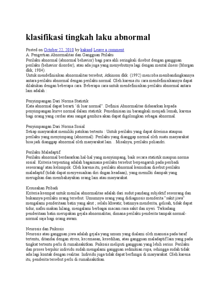 Klasifikasi Tingkah Laku Pdf