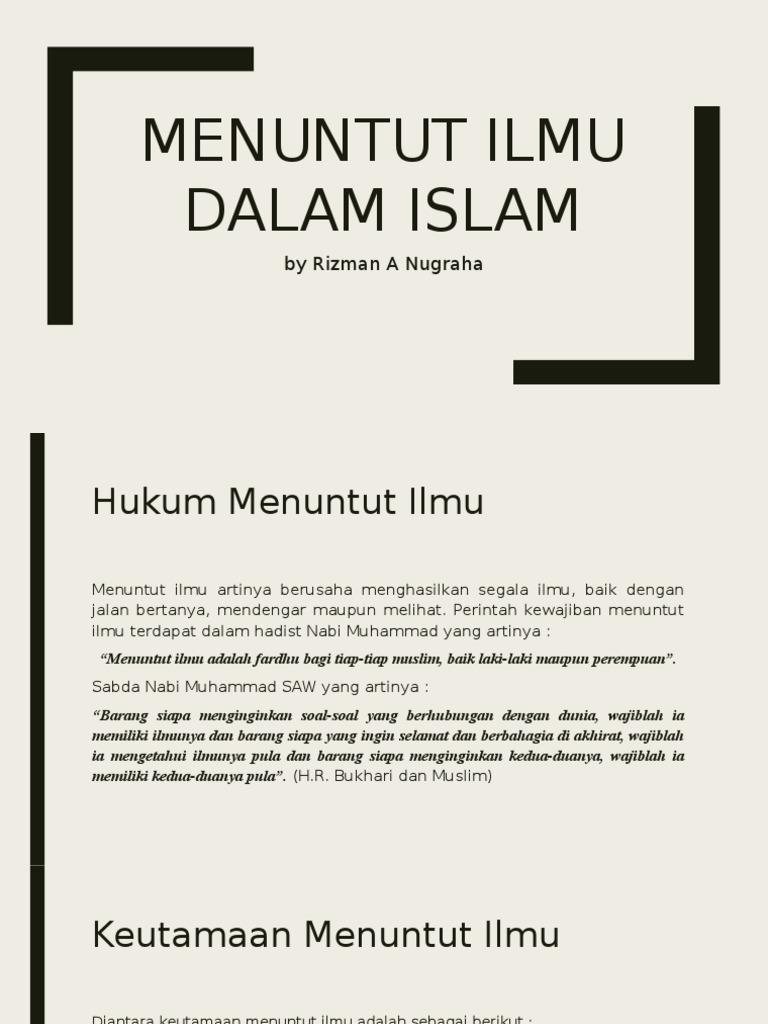 Menuntut Ilmu Dalam Islam Pdf