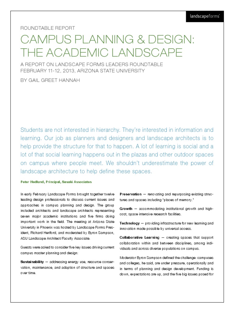 Campus Planning & Design: The Academic Landscape: Roundtable Report ...