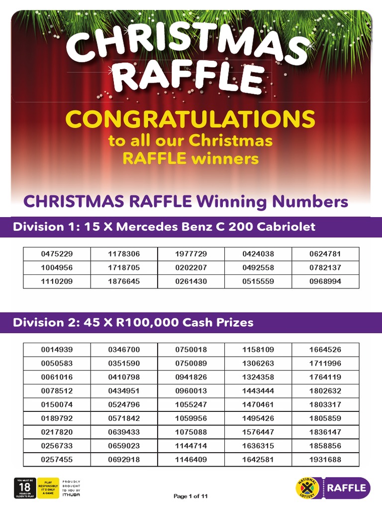 Raffle Winning Numbers PDF | PDF | Gambling Games