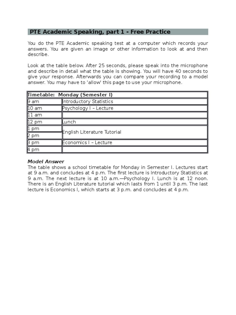 PTE Academic Speaking | PDF