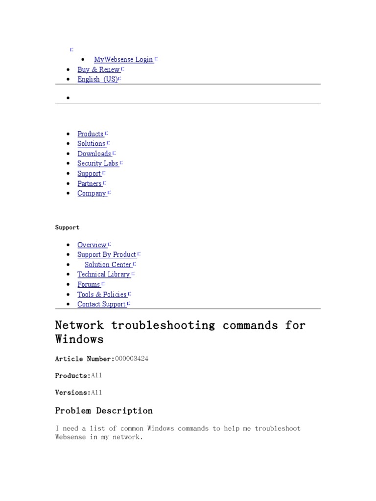 Network Troubleshooting Commands For Windows Mywebsense Login Buy