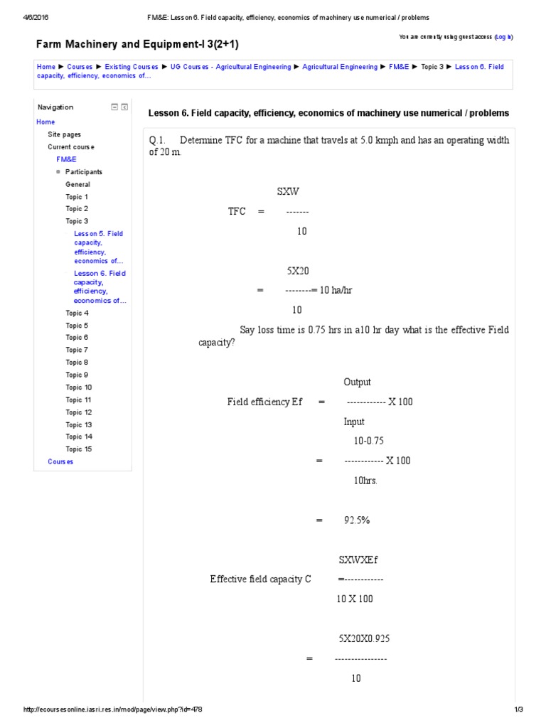 FM&E Lesson 6 PDF Plough Economics