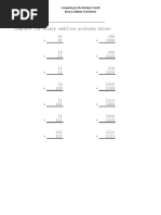 Binary Addition Worksheet