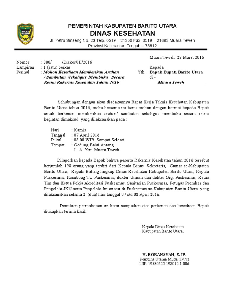 Surat Mohon Sambutan & Arahan Bupati | PDF