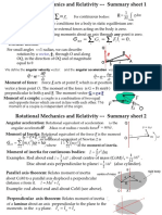 Rotational Mechanics & Special Relativity - Summary 2014