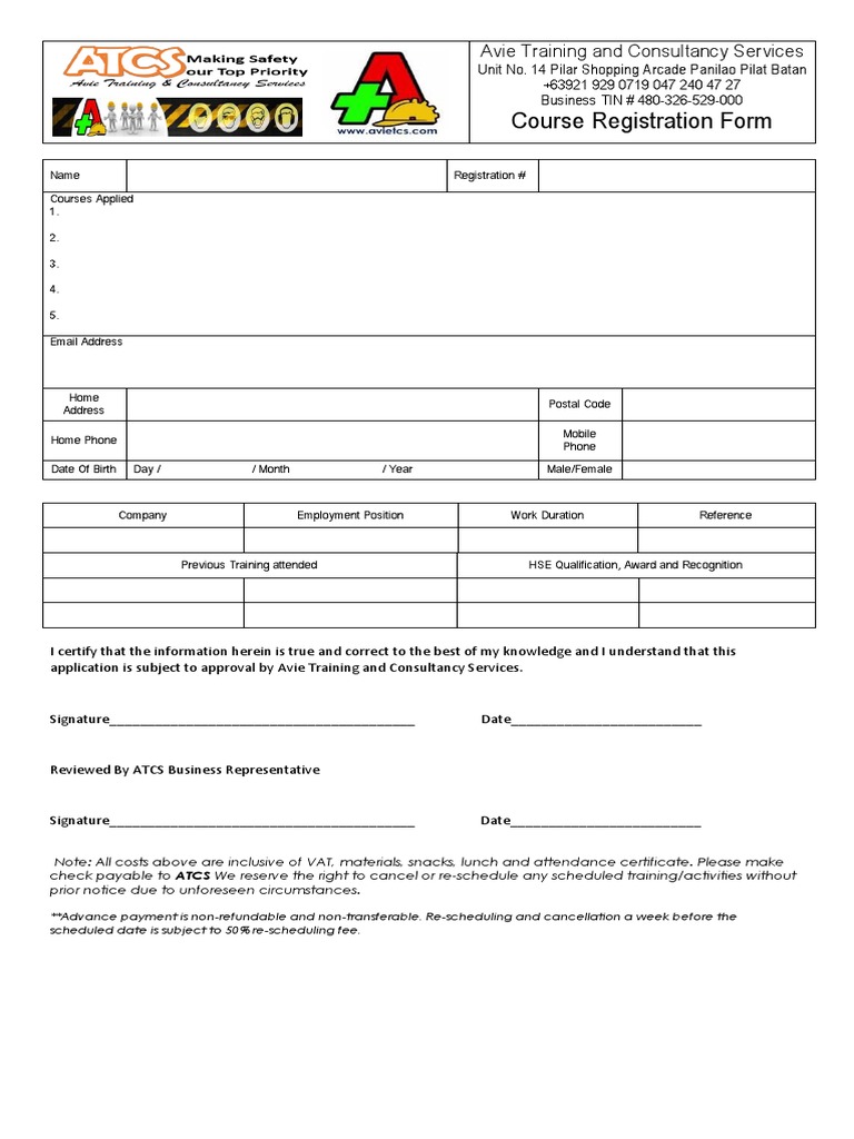 ATCS Final Registration Form With TIN PDF