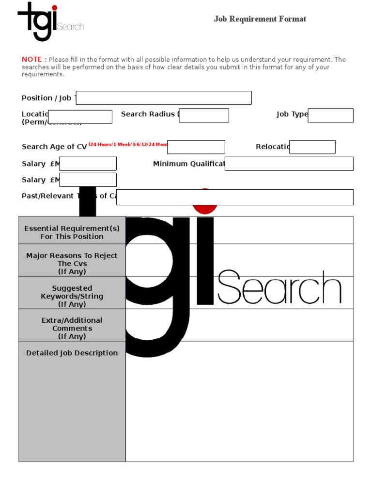 Job Requirement Submission Template | PDF