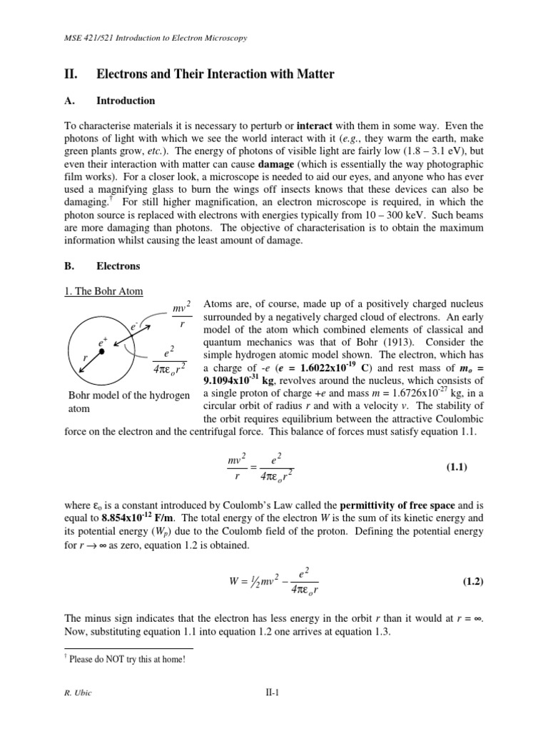 Electrons Matter Interaction PDF | Download Free PDF | Electromagnetic ...
