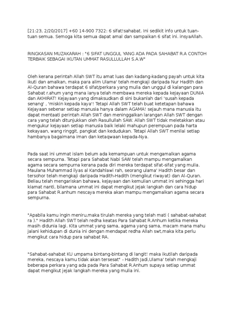 6 Sifat Para Sahabat Englshgom