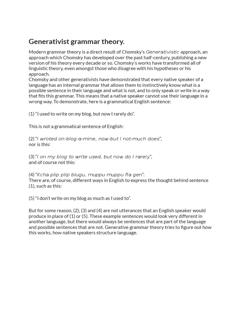 Generative Grammar Explained | PDF