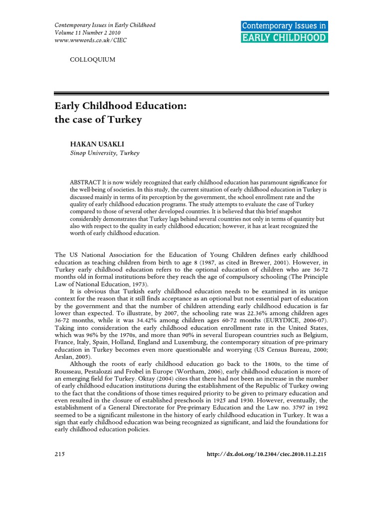 Journal of Early Childhood Education Programs (7) Early Childhood
