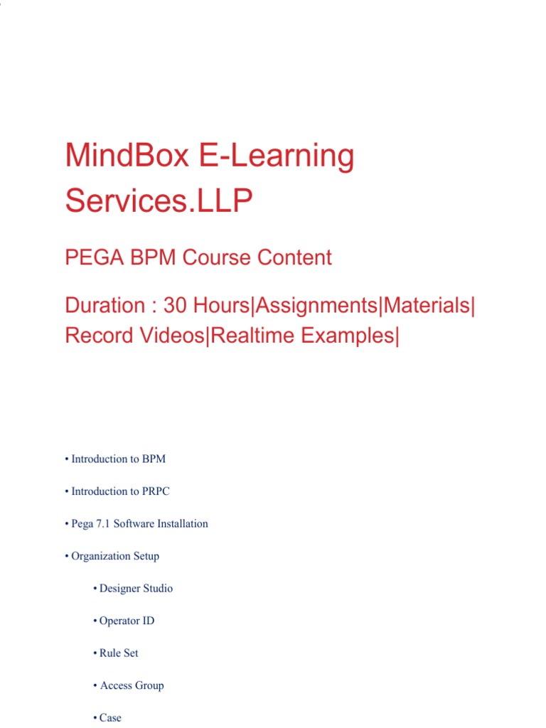 PEGA BPM Course Overview and Content | PDF | Class (Computer ...