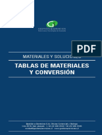 Tablas de Materiales y Conversion