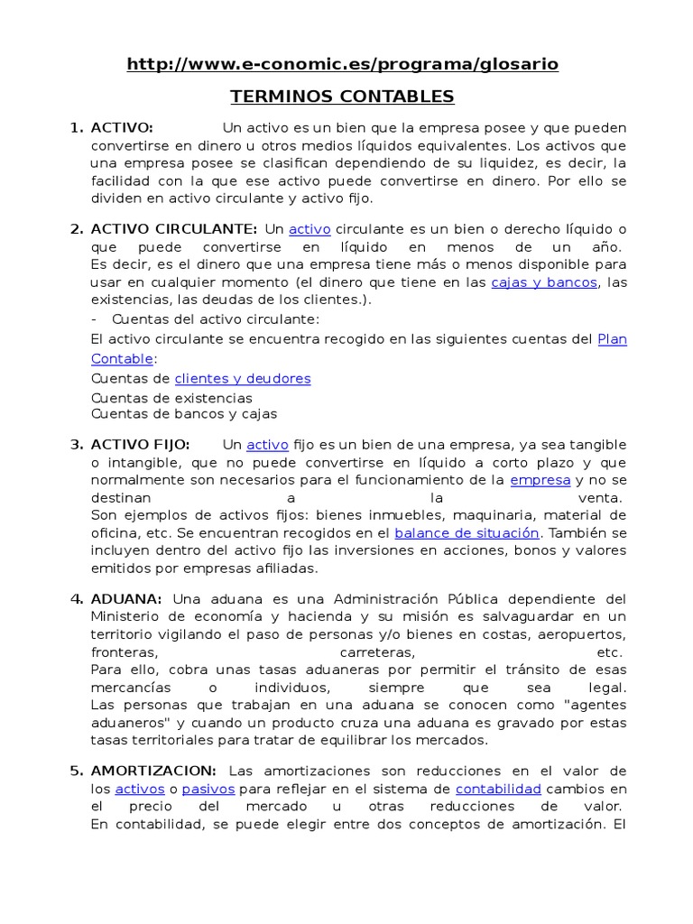 Glosario de Términos Contables | PDF | Impuestos | Balance de pagos