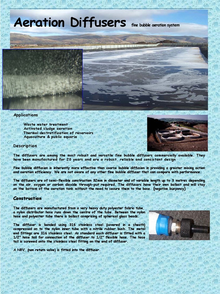 Aeration Diffusers: Fine Bubble Aeration System | PDF | Pipe (Fluid ...