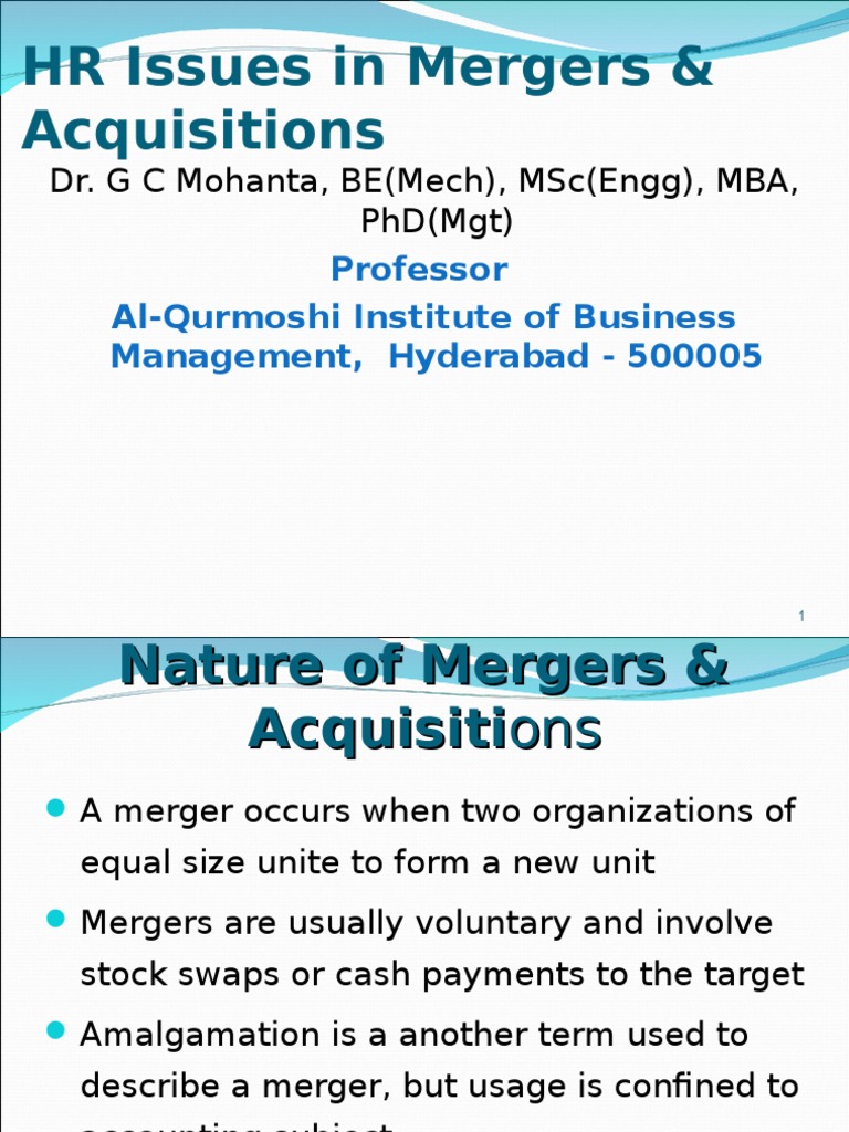 hr issues in mergers and acquisitions case study