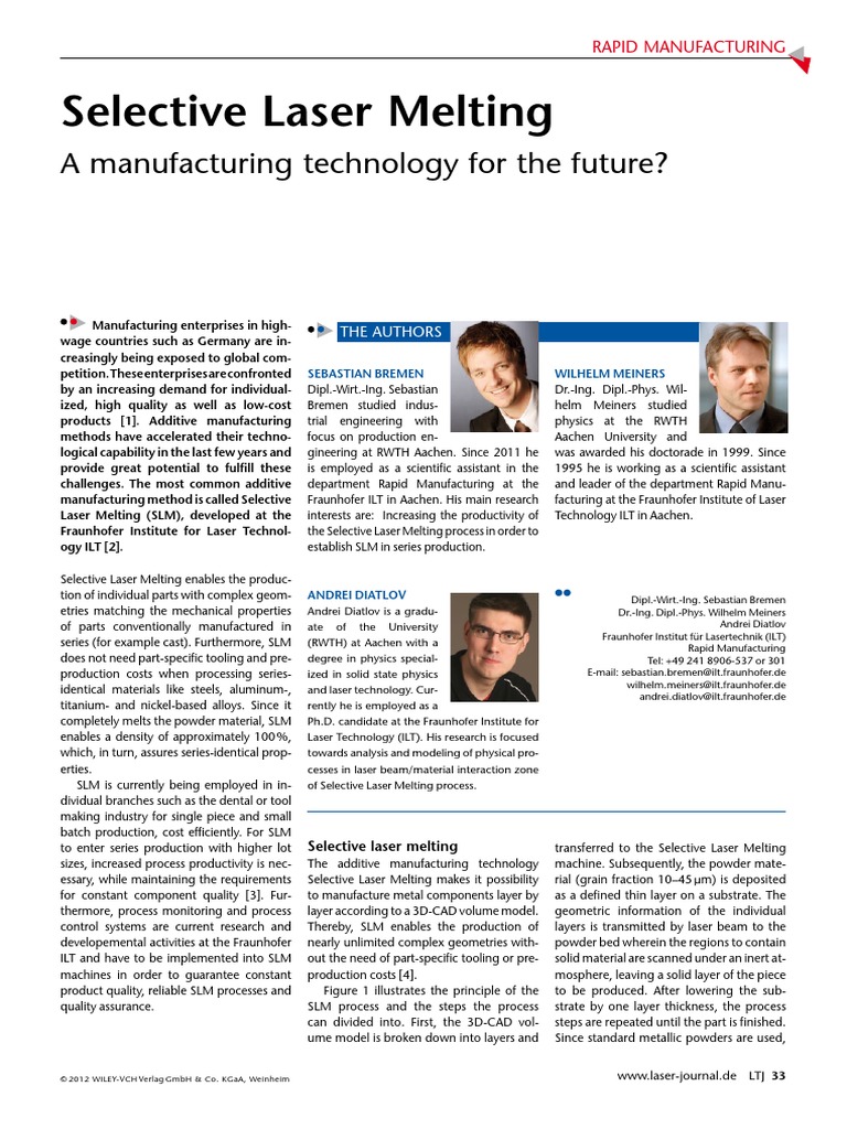 Bremen Et Al-2012-Laser Technik Journal PDF | PDF | 3 D Printing ...