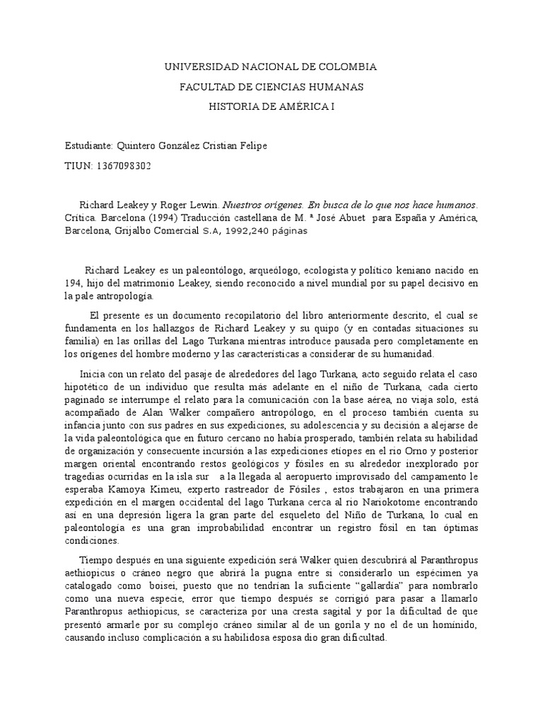 REseña Descriptiva . Nuestros Orígenes. en Busca de Lo Que