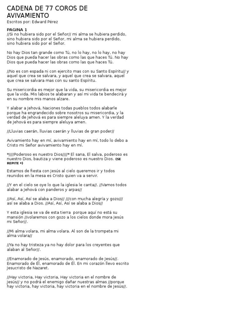 77 Coros De Avivaminetos Cristo Titulo Oracion 77 coros de avivaminetos cristo