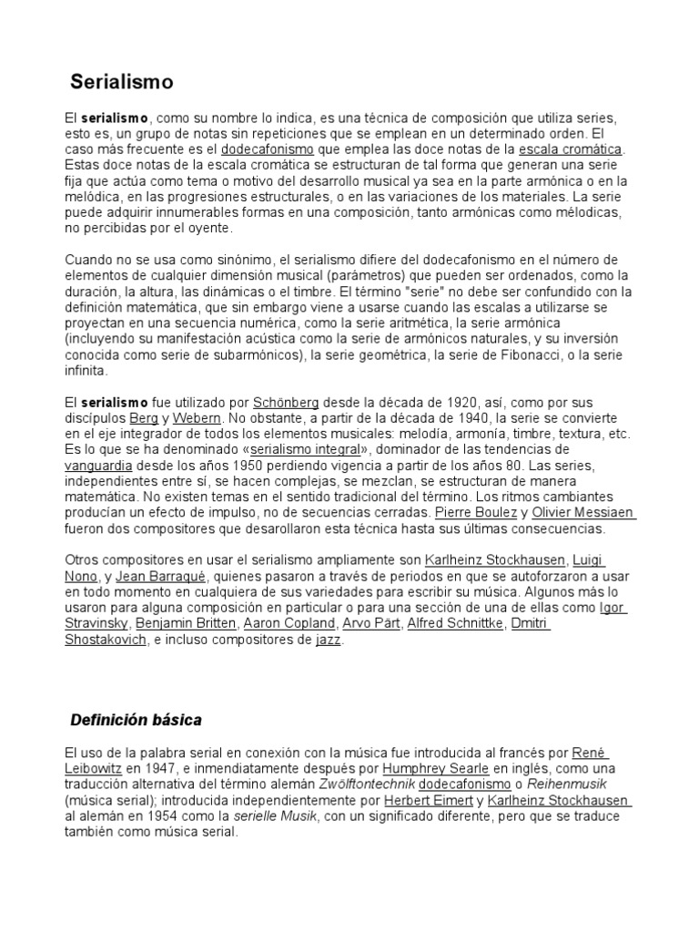Serialismo | PDF | Modernismo (música) | Musicología