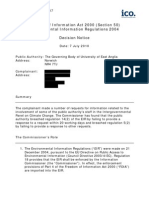 Information Commissoner's decision on one of the climate data FoI requests