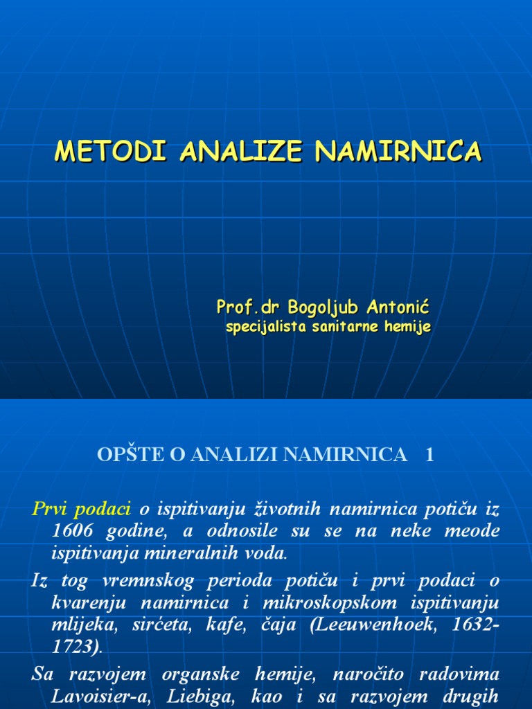 Metodi Analize Namirnica | PDF