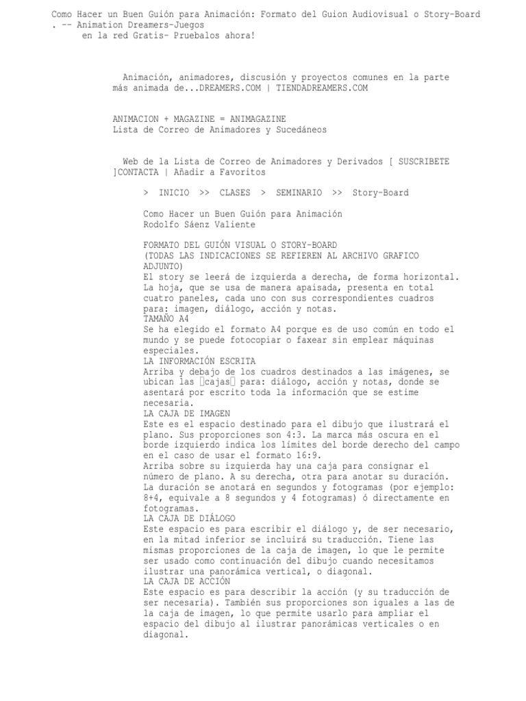 Como Hacer un Buen Guión para Animación Formato del Guion