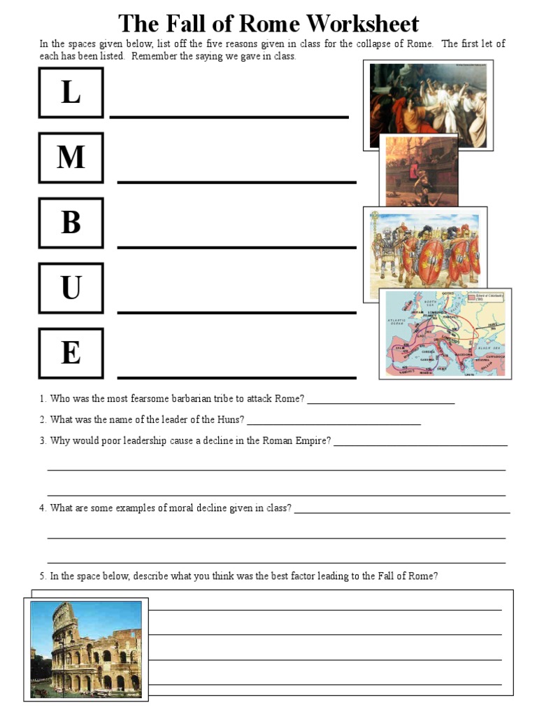 The Fall Of Rome Worksheet doc