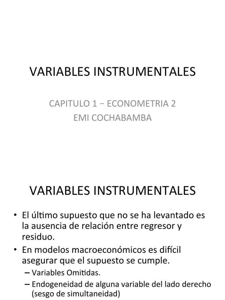 Variables Instrumentales y Ecuaciones Simultáneas | PDF | Variable ...