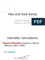 Pipe and Tube Sizing: Butch G. Bataller Lecture On Che 192
