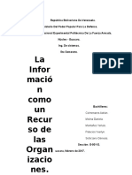 La Informacion Como Recurso en La Organizacion Analisis de Sistemas